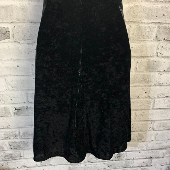 Vintage Y2K Black Crushed Velvet Babydoll Empire Waist Halter Dress - Picture 8 of 13